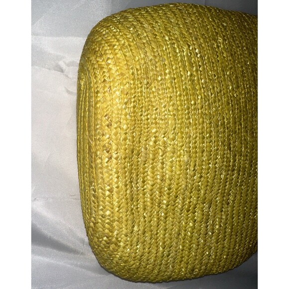 Large Yellow African Woven Straw Sisal Bucket Tote Straw Handbag Kente-styled - Picture 6 of 10